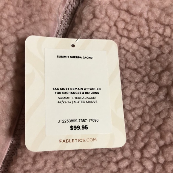 NWT Fabletics Sherpa Jacket 4X Muted Mauve - Picture 3 of 5